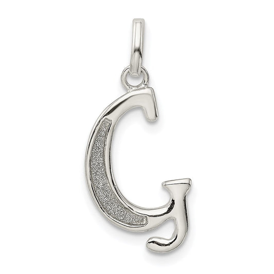 Sterling Silver Polished Glitter Enamel Letter G Initial Charm QC9181G