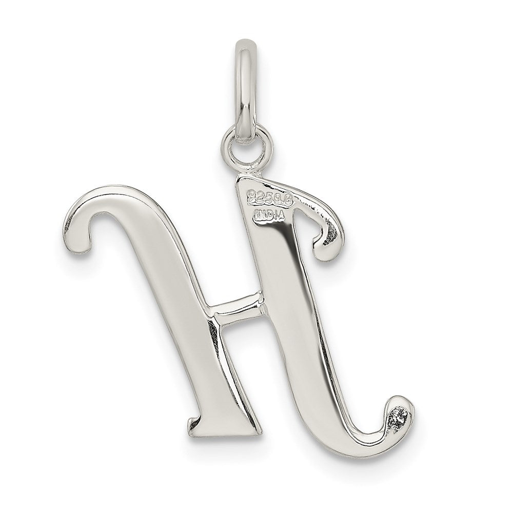 Sterling Silver Polished Glitter Enamel Letter H Initial Charm QC9181H