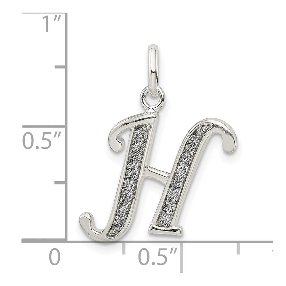 Sterling Silver Polished Glitter Enamel Letter H Initial Charm QC9181H