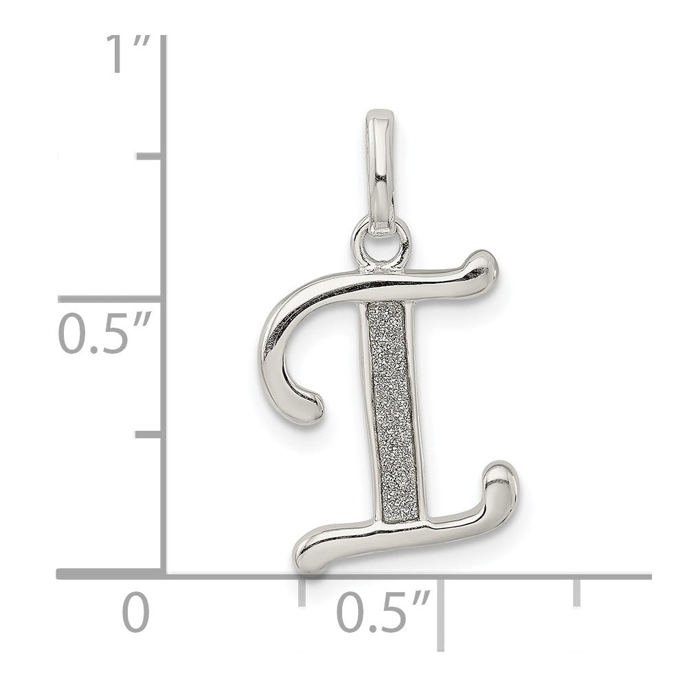 Sterling Silver Polished Glitter Enamel Letter I Initial Charm QC9181I
