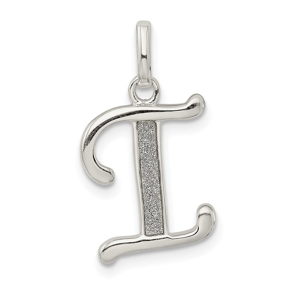 Sterling Silver Polished Glitter Enamel Letter I Initial Charm QC9181I