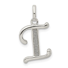 Sterling Silver Polished Glitter Enamel Letter I Initial Charm QC9181I