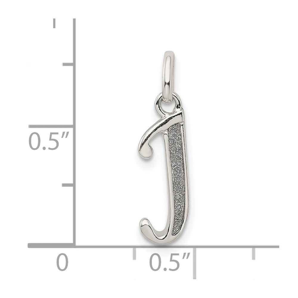 Sterling Silver Polished Glitter Enamel Letter J Initial Charm QC9181J