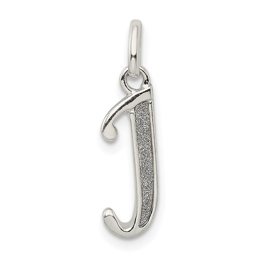 Sterling Silver Polished Glitter Enamel Letter J Initial Charm QC9181J