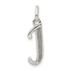Sterling Silver Polished Glitter Enamel Letter J Initial Charm QC9181J
