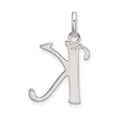 Sterling Silver Polished Glitter Enamel Letter K Initial Charm QC9181K