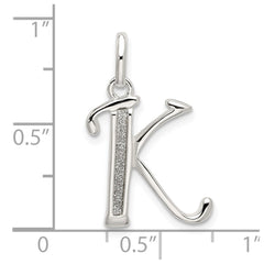 Sterling Silver Polished Glitter Enamel Letter K Initial Charm QC9181K