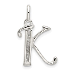 Sterling Silver Polished Glitter Enamel Letter K Initial Charm QC9181K