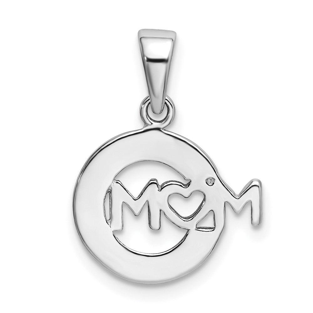 Sterling Silver Rhodium-plated Enamel Glitter Fabric MOM Pendant QC9185