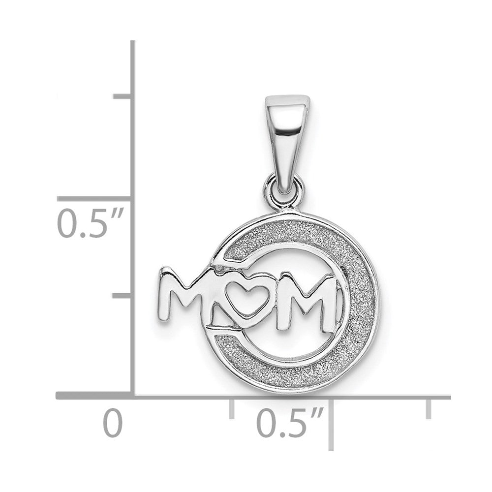 Sterling Silver Rhodium-plated Enamel Glitter Fabric MOM Pendant QC9185