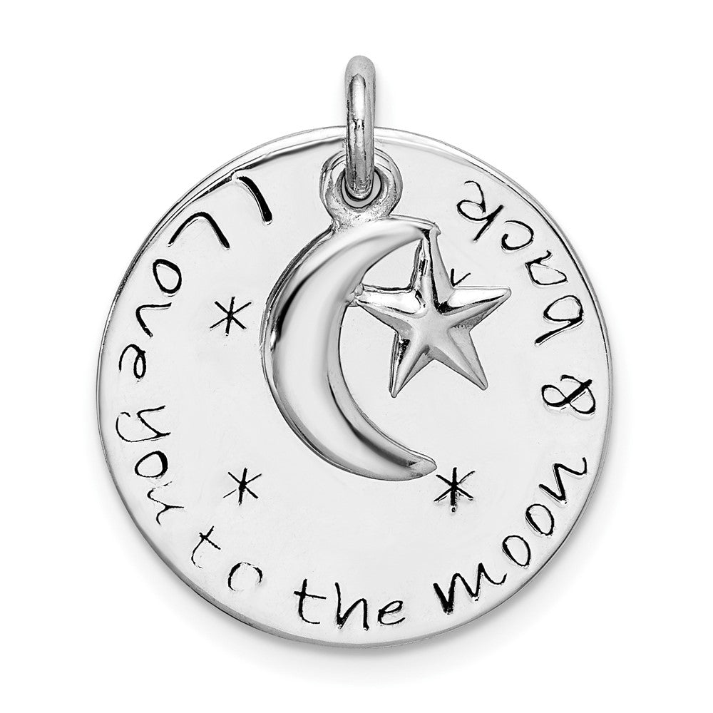 Sterling Silver Rhodium-plated Love You To Moon & Back Pendant QC9189