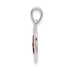 Sterling Silver Polished Red and Pink Enameled Hearts Pendant QC9192