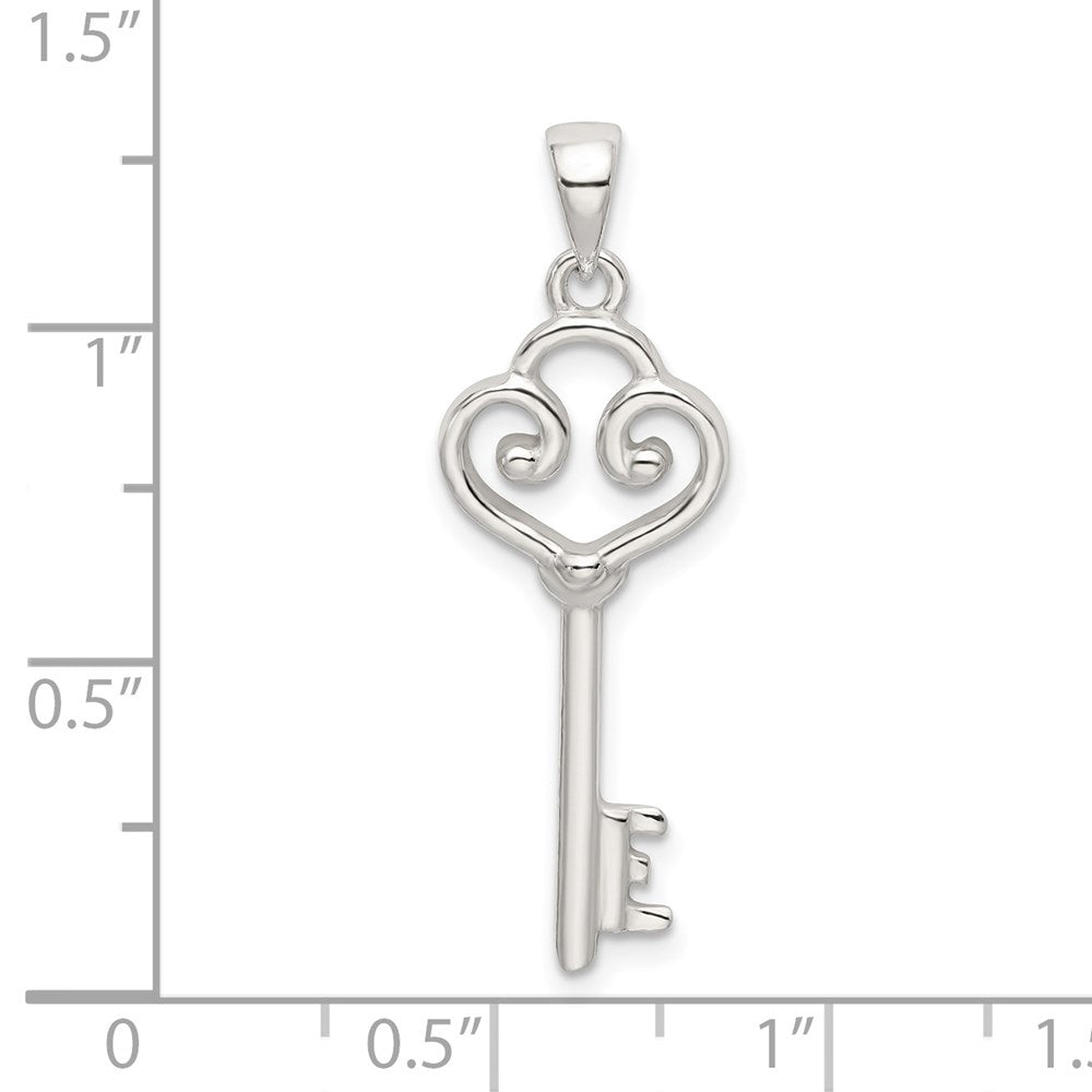 Sterling Silver Polished Heart Key Pendant QC9197