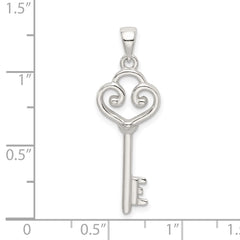 Sterling Silver Polished Heart Key Pendant QC9197