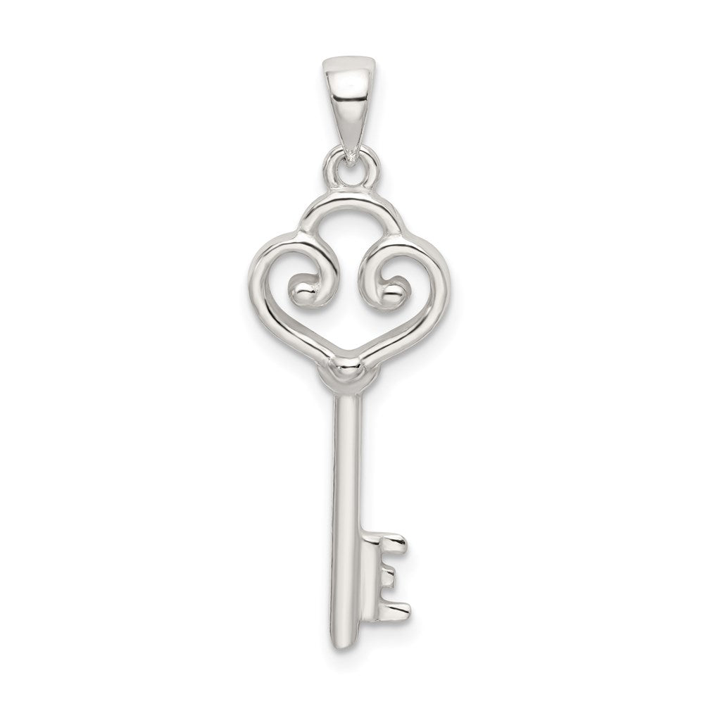 Sterling Silver Polished Heart Key Pendant QC9197