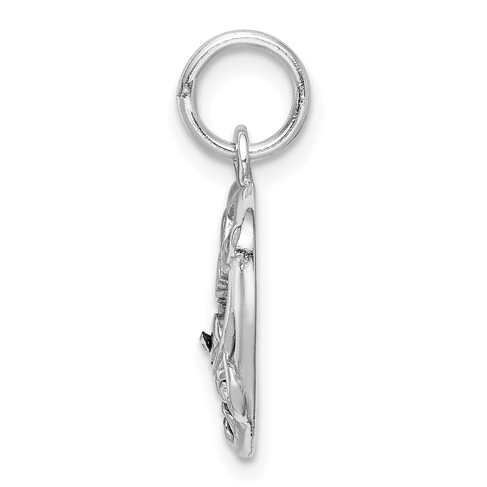 Sterling Silver Rhodium-plated Pink & White CZ #1 Grandma Pendant QC9199