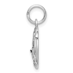 Sterling Silver Rhodium-plated Pink & White CZ #1 Grandma Pendant QC9199