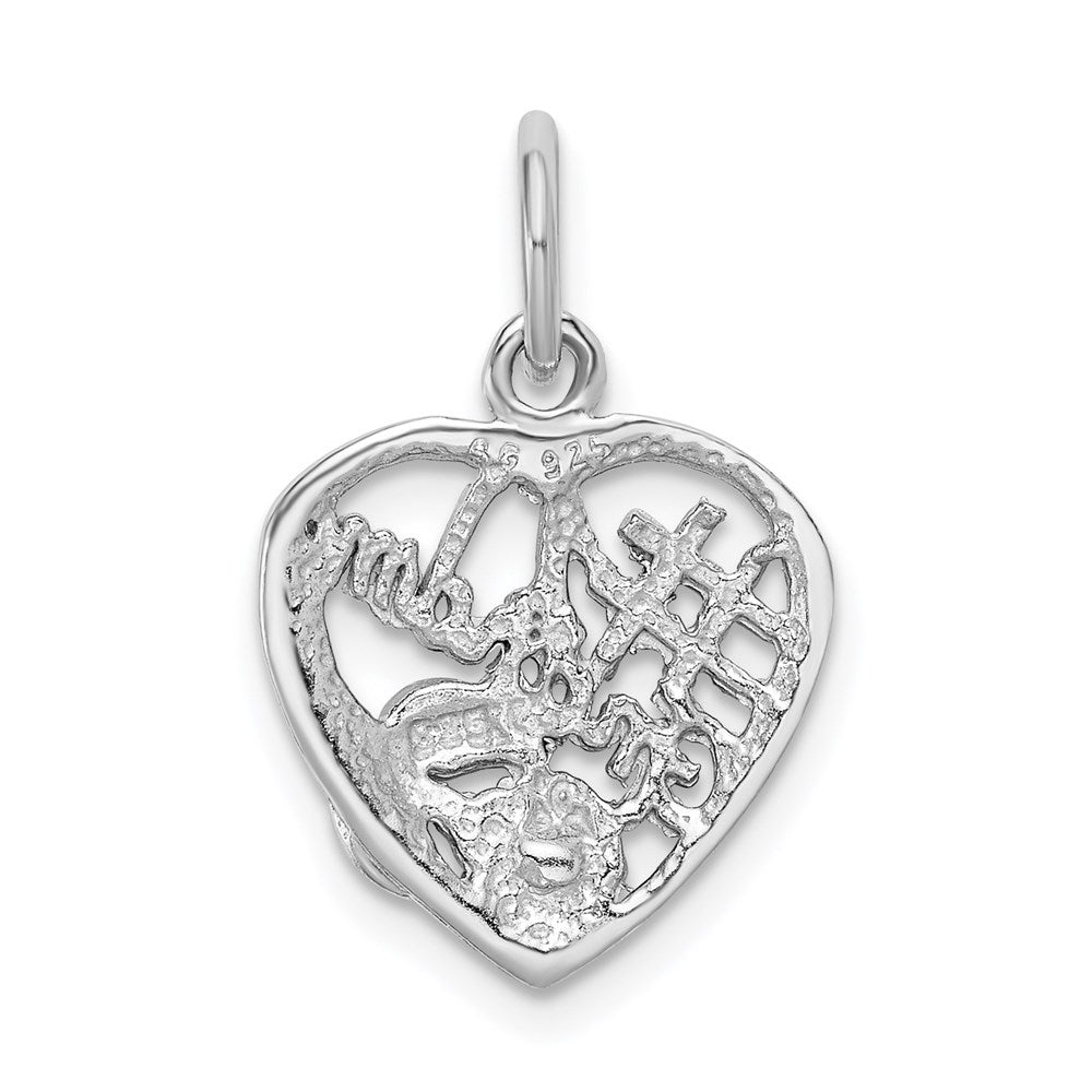 Sterling Silver Rhodium-plated Pink & White CZ #1 Grandma Pendant QC9199