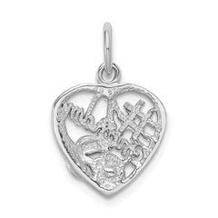 Sterling Silver Rhodium-plated Pink & White CZ #1 Grandma Pendant QC9199