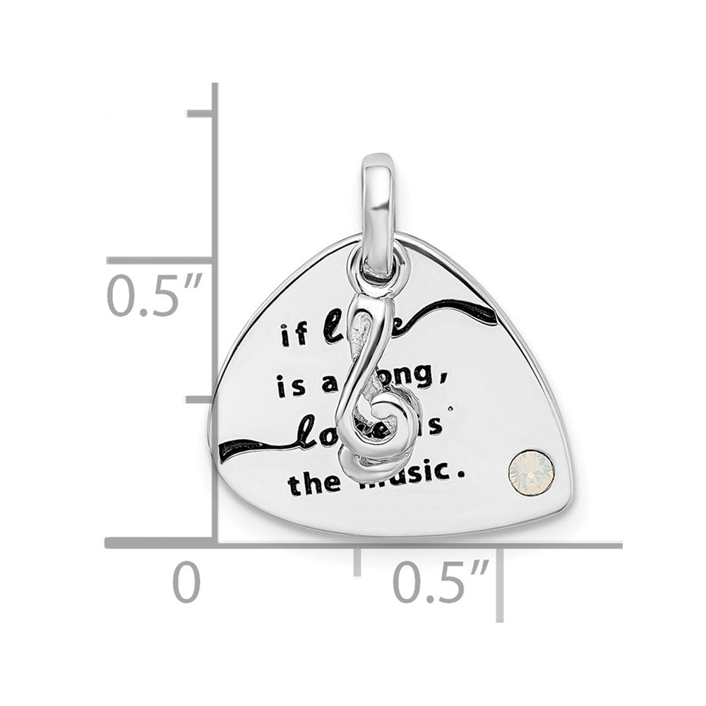 Sterling Silver RH-plated Crystal Antique Guitar Pendant QC9208