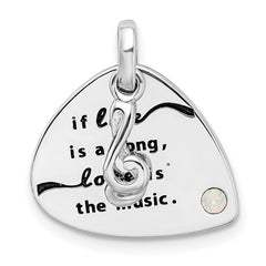 Sterling Silver RH-plated Crystal Antique Guitar Pendant QC9208