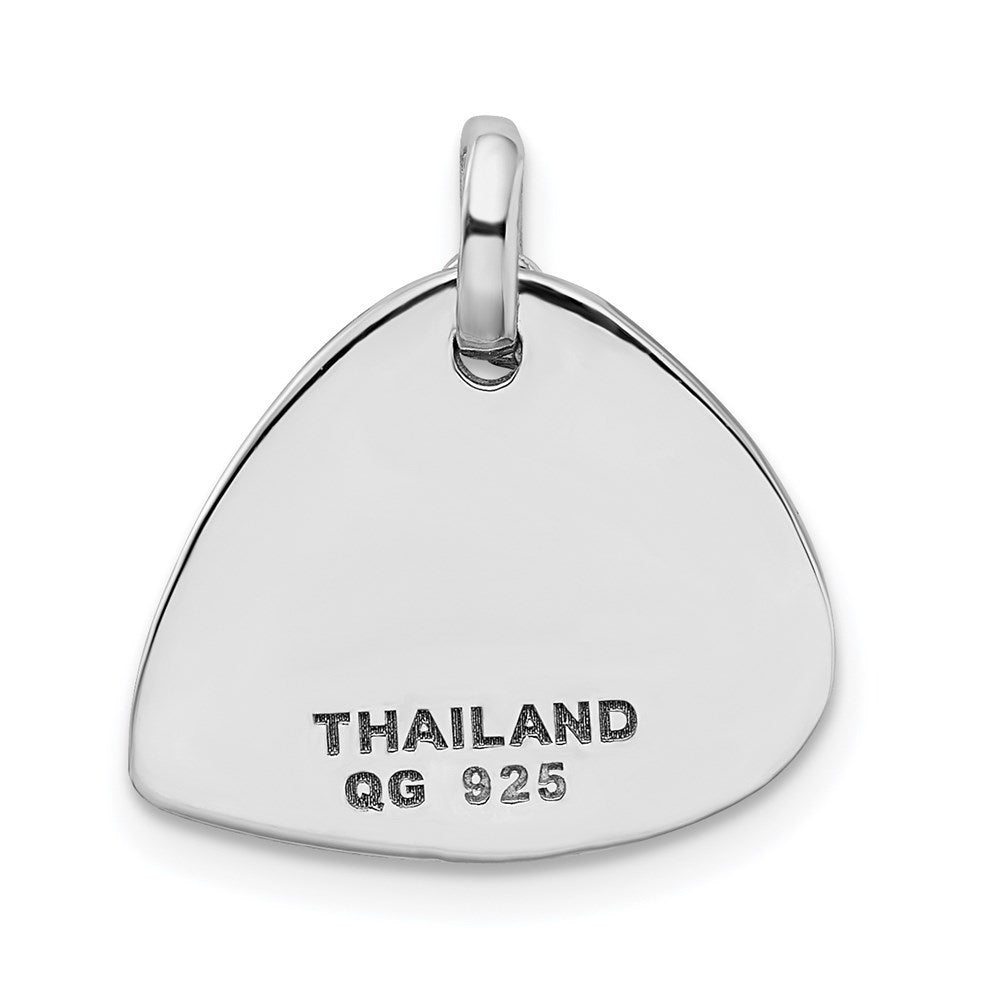 Sterling Silver RH-plate Crystal Antique Guitar Pick Pendant QC9209