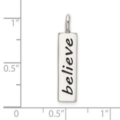 Sterling Silver Polished Enameled BELIEVE Pendant QC9213