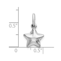 Sterling Silver Rhodium Plated Polished Puffed Star Charm QC9223