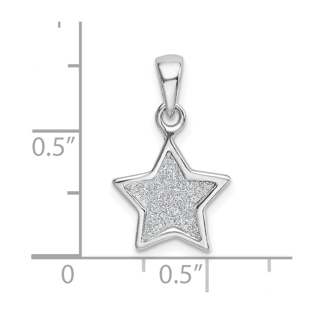 Sterling Silver Rhodium-plated Glitter Enamel Fabric Star Pendant QC9226