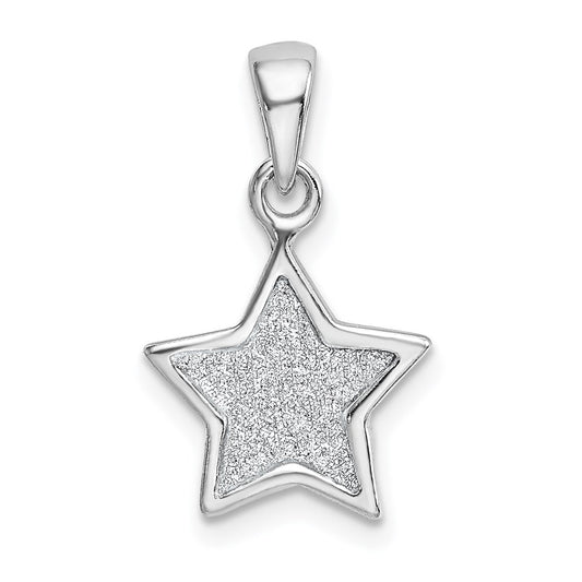 Sterling Silver Rhodium-plated Glitter Enamel Fabric Star Pendant QC9226
