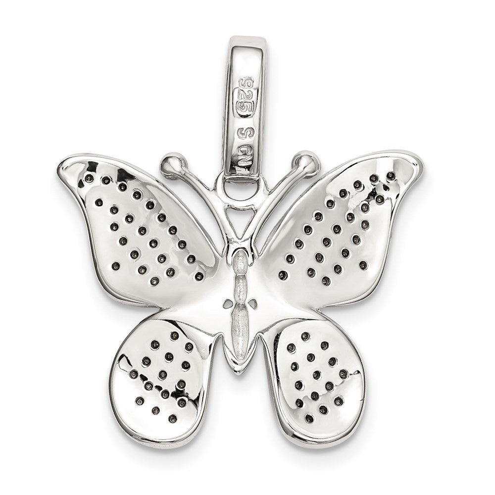 Sterling Silver Rhod-plated Polished Preciosa Crystal Butterfly Pendant QC9231