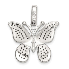 Sterling Silver Rhod-plated Polished Preciosa Crystal Butterfly Pendant QC9231