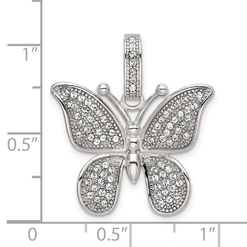 Sterling Silver Rhod-plated Polished Preciosa Crystal Butterfly Pendant QC9231