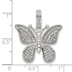 Sterling Silver Rhod-plated Polished Preciosa Crystal Butterfly Pendant QC9231