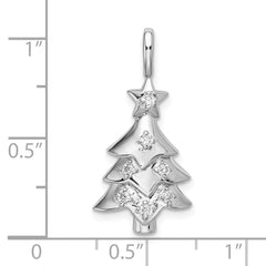 Sterling Silver Rhodium-plated CZ Christmas Tree Pendant QC9235