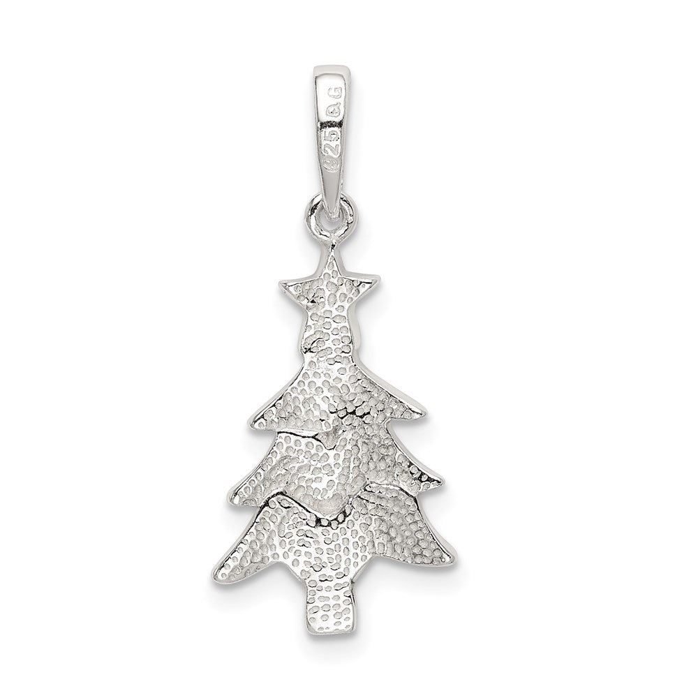 Sterling Silver Polished Enameled Christmas Tree Pendant QC9238
