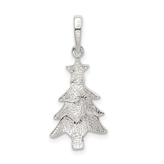 Sterling Silver Polished Enameled Christmas Tree Pendant QC9238