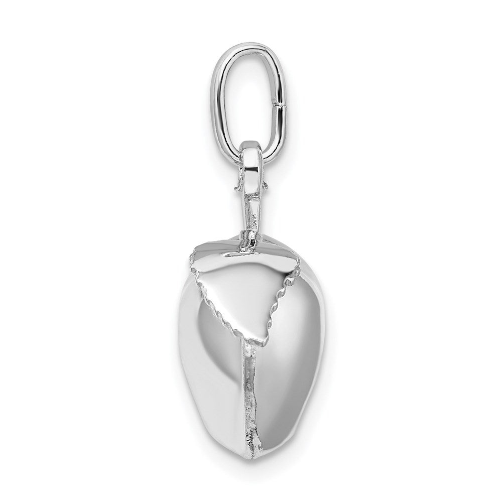 Sterling Silver Rhodium Plated Polished Puffed Apple w/ Leaf Charm QC9285