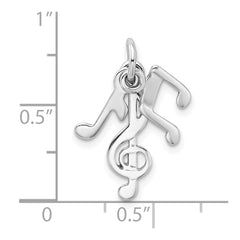 Sterling Silver Rhod-plated Polished Music Notes Charm QC9294