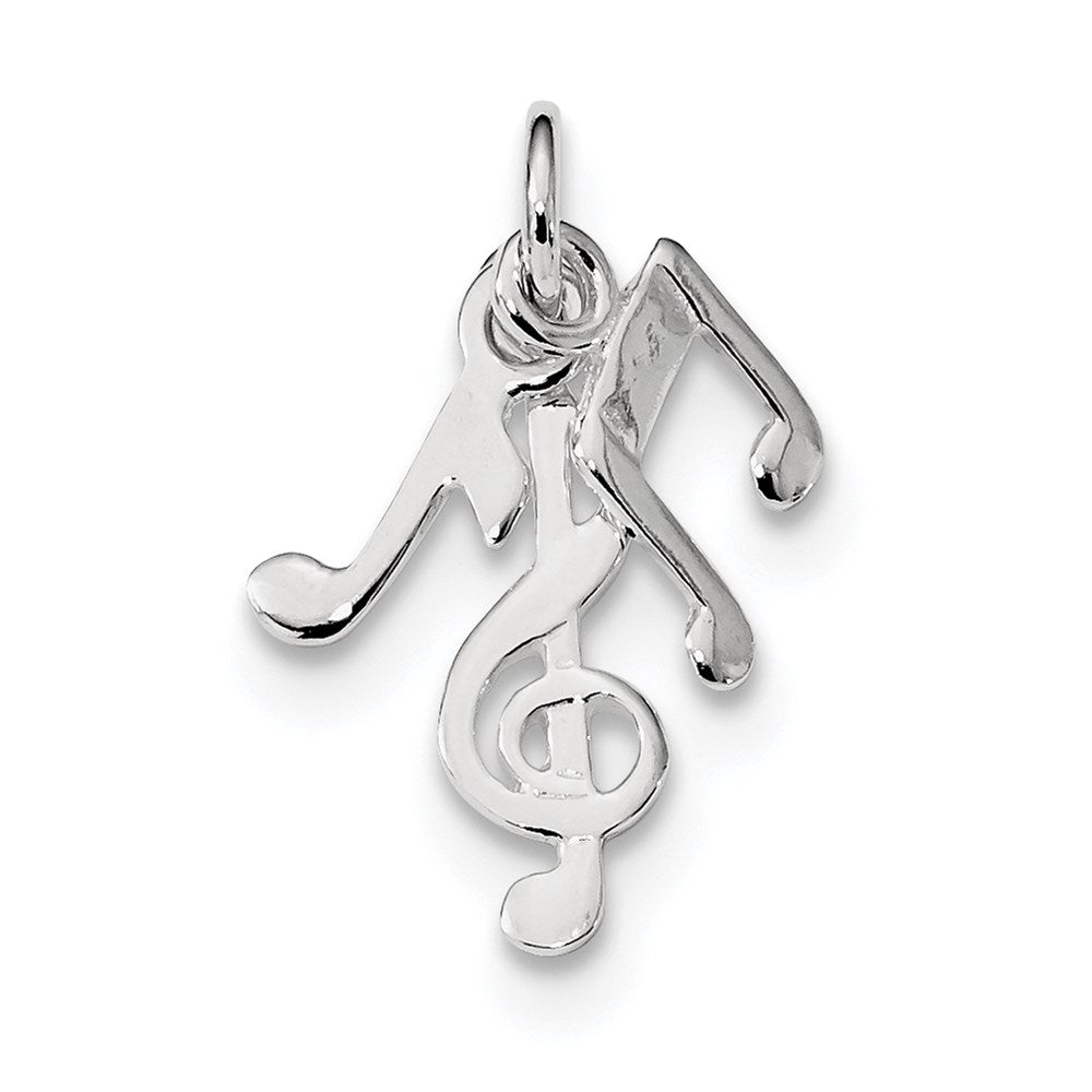 Sterling Silver Rhod-plated Polished Music Notes Charm QC9294