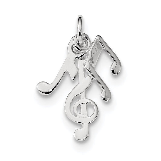 Sterling Silver Rhod-plated Polished Music Notes Charm QC9294