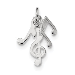 Sterling Silver Rhod-plated Polished Music Notes Charm QC9294