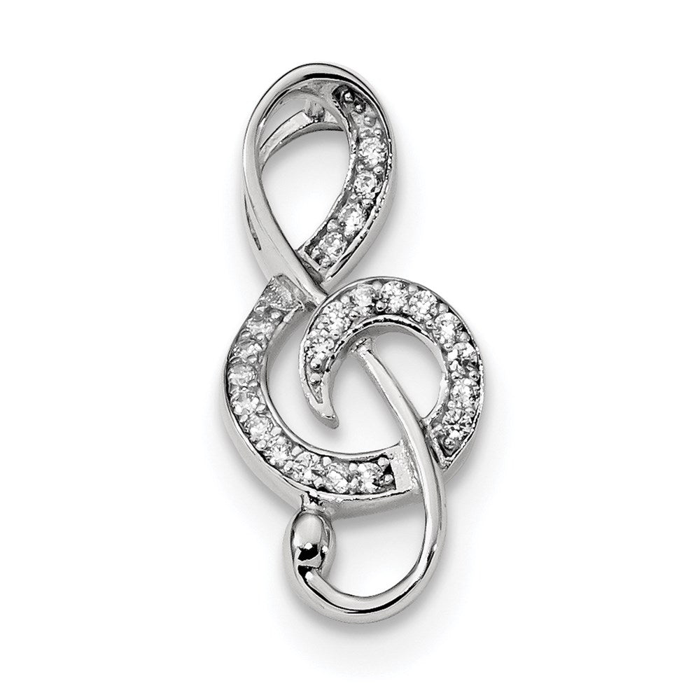 Sterling Silver Rhodium-plated CZ Treble Clef Slide QC9297