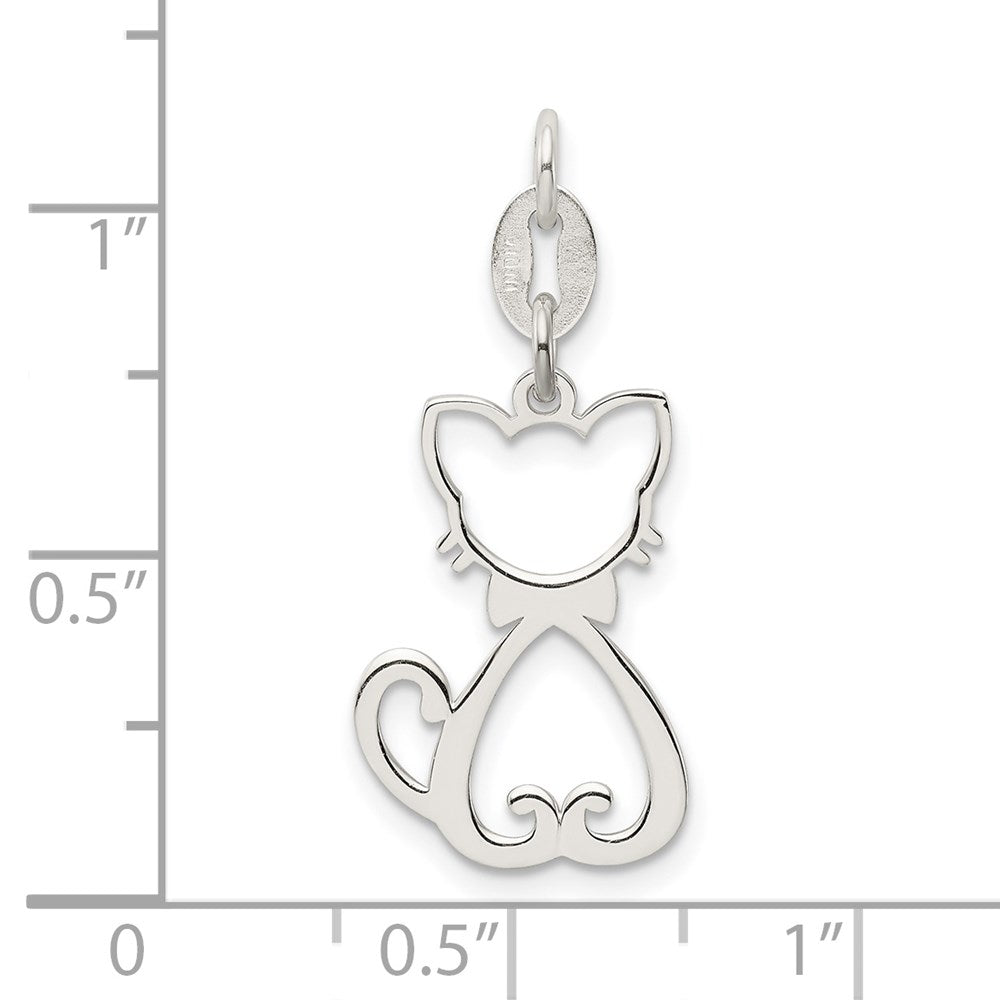 Sterling Silver Polished Cat Charm QC9307