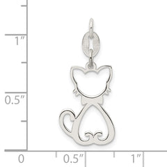 Sterling Silver Polished Cat Charm QC9307