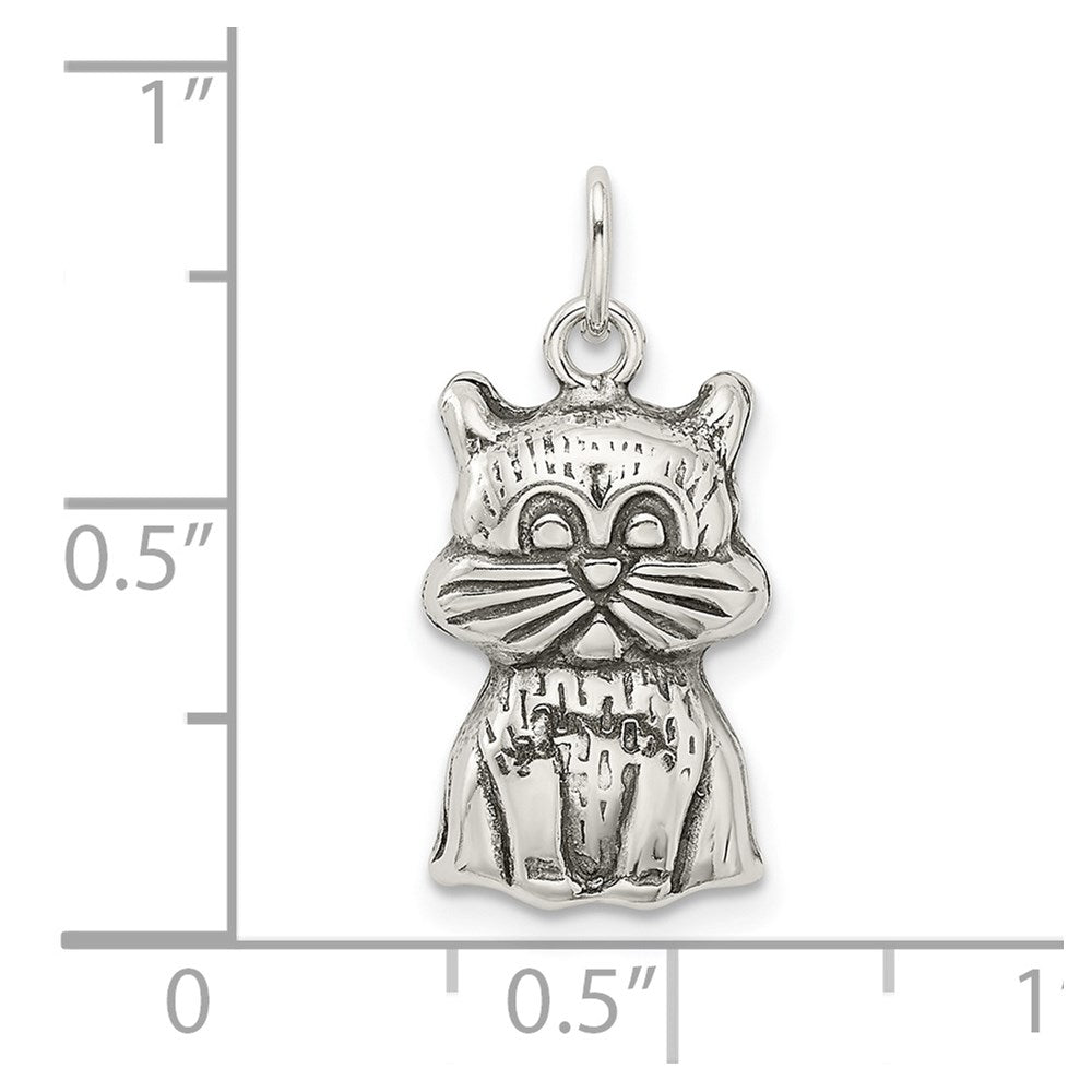 Sterling Silver Antiqued Cat Charm QC9310
