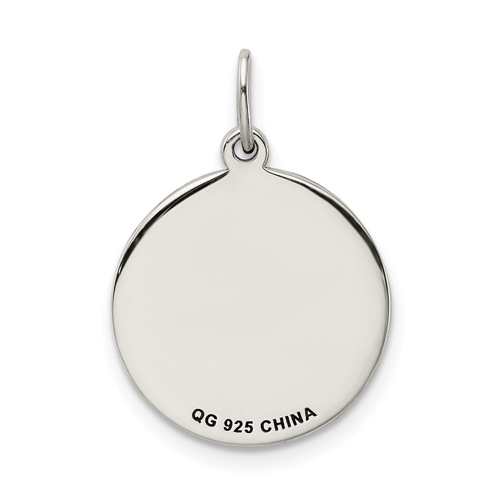 Sterling Silver Rhodium-plated Enameled Statue of Liberty w/Flag Charm QC9351