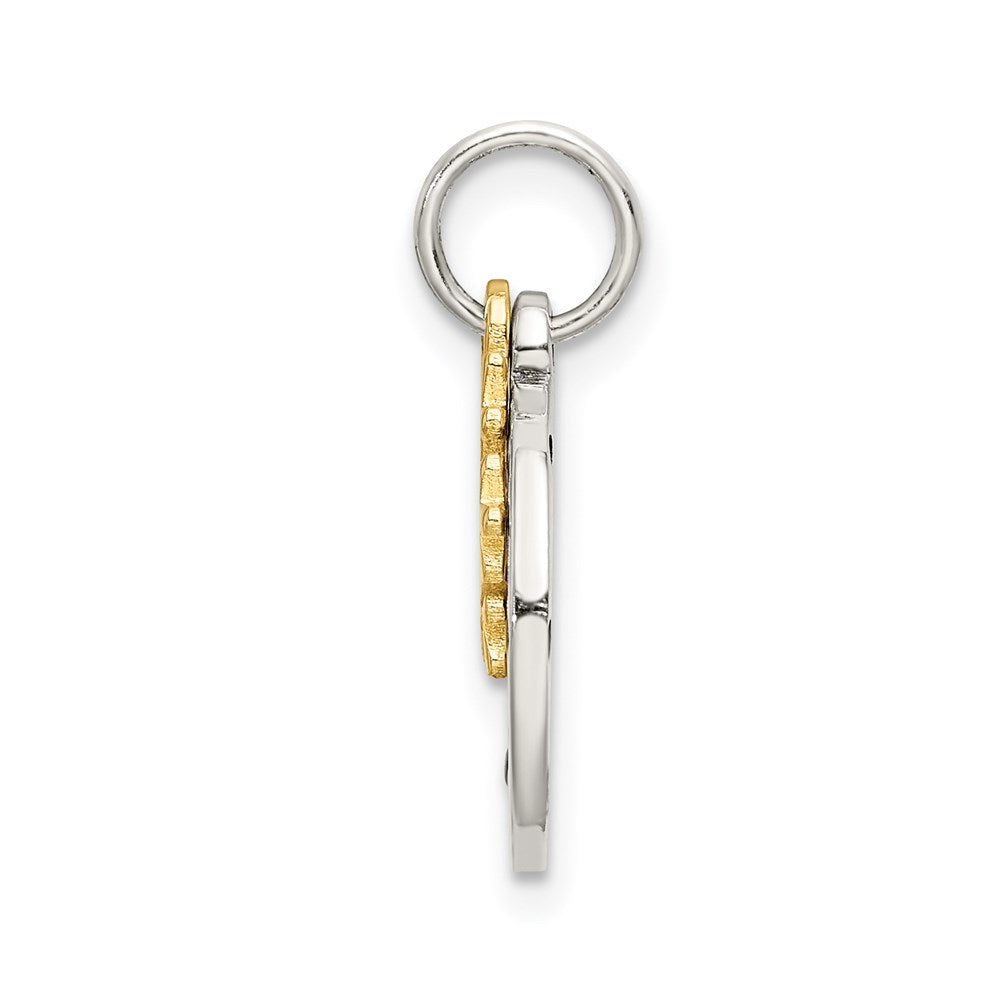 Sterling Silver Gold Tone Enamel CZ Christmas Pendant QC9355