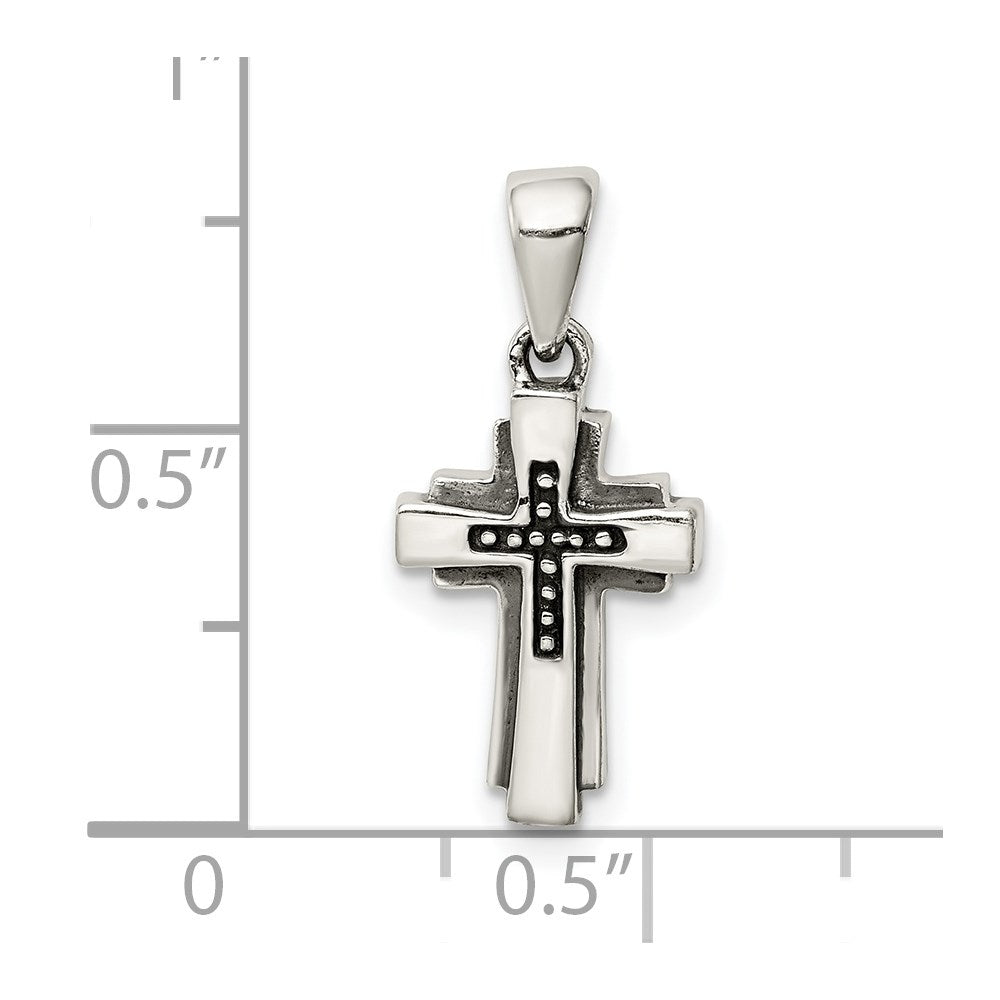 Sterling Silver Antiqued Cross Pendant QC9364