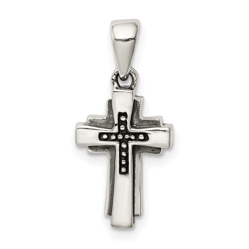 Sterling Silver Antiqued Cross Pendant QC9364